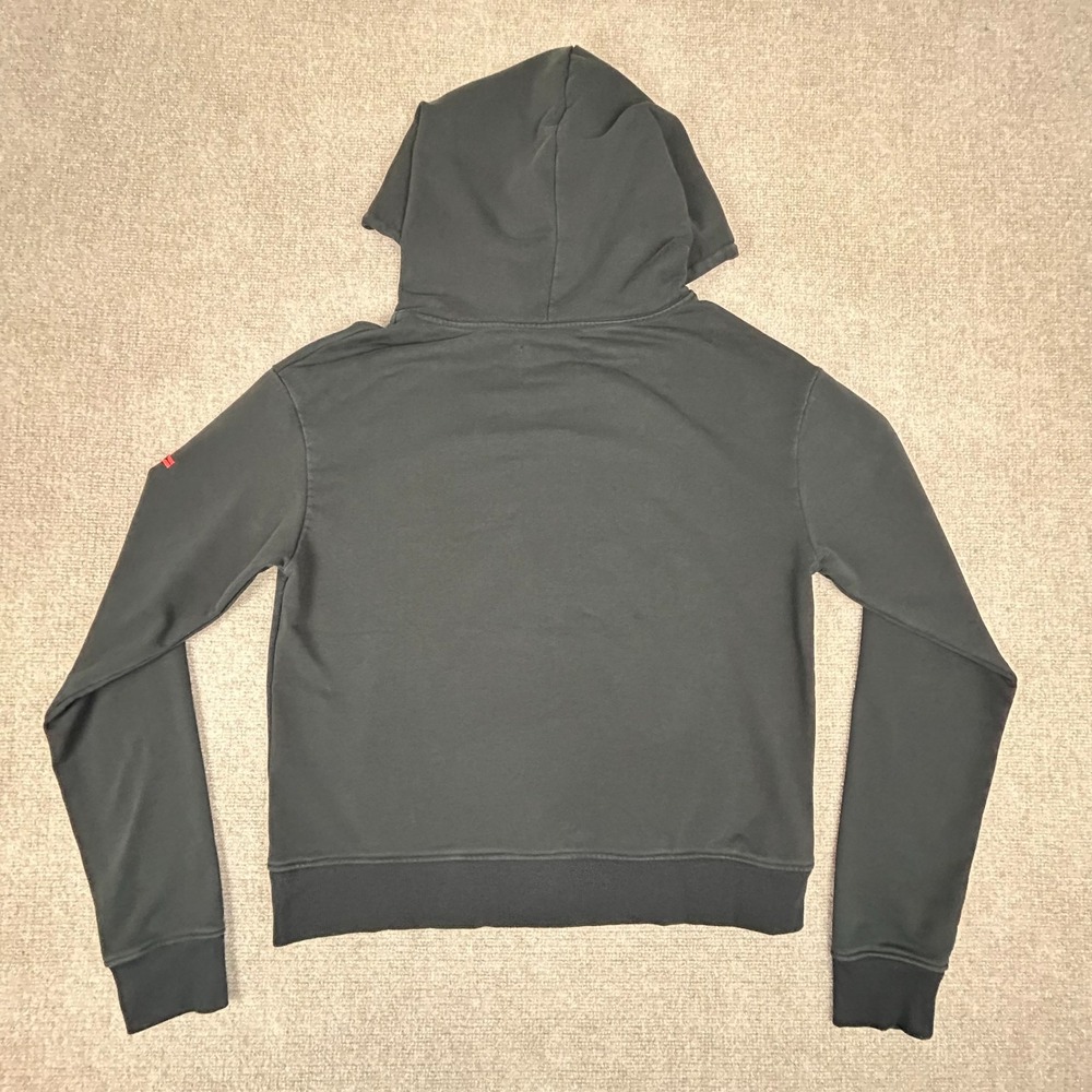 Emergenci Cropped Hoodie Women’s M Black Cotton Pocket Pullover Logo Graphic - Picture 3 of 14